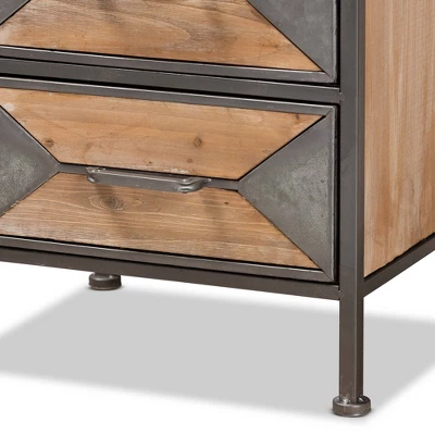 Laurel Wood 3 Drawer Nightstand Gray/Brown - Baxton Studio - Image 4