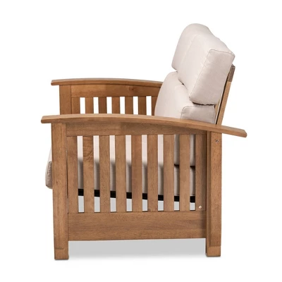 Charlotte Fabric Upholstered Wood 2 Seater Loveseat Taupe/Brown - Baxton Studio - Image 2