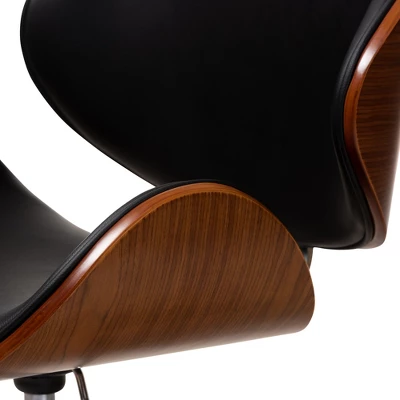 Baxton Studio Ambrosio Faux Leather Upholstered Chrome Finished Metal Adjustable Office Chair Black - BaxtonStudio - Image 6