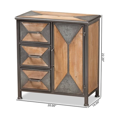 Laurel Wood 3 Drawer Cabinet Gray/Brown - Baxton Studio - Image 8