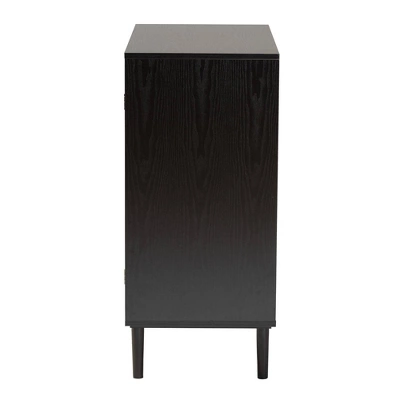 Maureen Wood And Rattan 2 Door Storage Cabinet Espresso/Natural Brown - Baxton Studio - Image 4