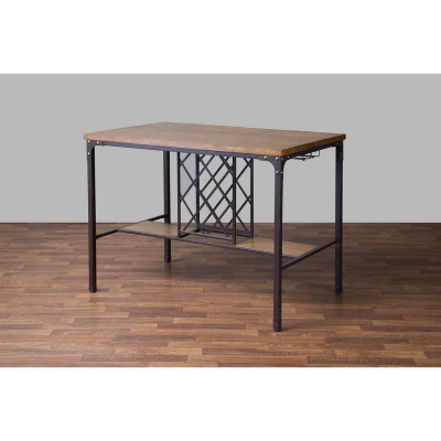 Vintner Pub Counter Height Dining Set Black/Brown - Baxton Studio - Image 4