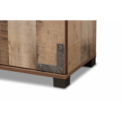 3 Door Cyrille Wood Shoe Cabinet Brown - Baxton Studio - Image 5