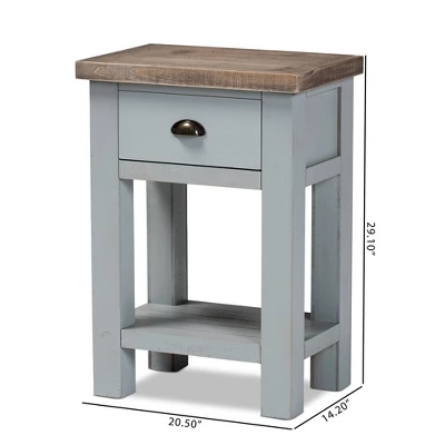 Hastin Two-Tone Wood 1 Drawer Nightstand Brown/Gray - Baxton Studio - Image 10