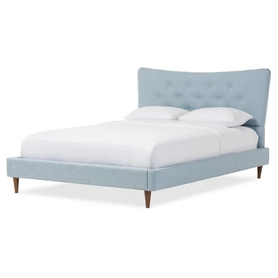 Hannah Mid - Century Modern Fabric Platform Bed - Queen - Baxton Studio - Image 5
