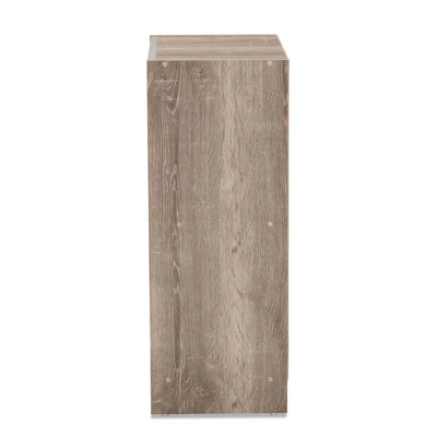 Langston Weathered Wood 2 Door Shoe Cabinet Oak - Baxton Studio - Image 3