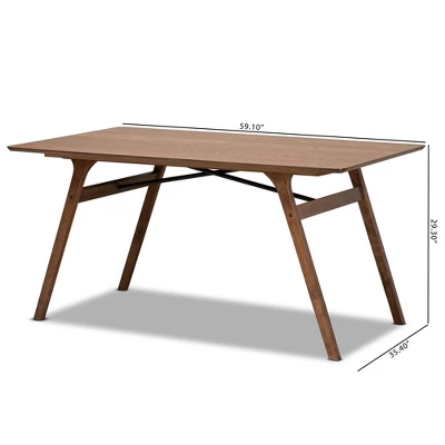 Saxton Wood Dining Table Walnut Brown/Black - Baxton Studio - Image 7