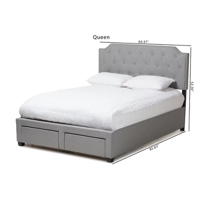 Aubrianne Modern And Contemporary Fabric Upholstered Storage Bed Gray - Baxton Studio - Image 3