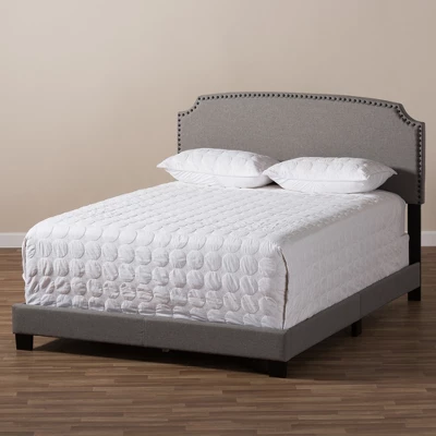 Odette Modern And Contemporary Fabric Upholstered Bed - Light Gray - Baxton Studio - Image 6