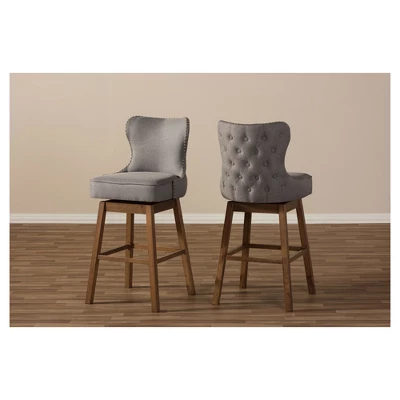 Gradisca Modern And Contemporary Wood Finishing Upholstered Barstools Set Of 2 - Baxton Studio - Image 5