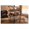 Karlin Rustic Industrial Style Antique Black Textured Finish Metal Distressed Wood Mobile Kitchen Bar Serving Wine Cart - Baxton Studio