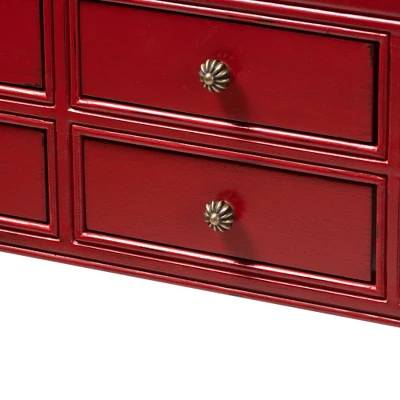 Pomme Accent 6 Drawer Console Table Red - Baxton Studio - Image 8