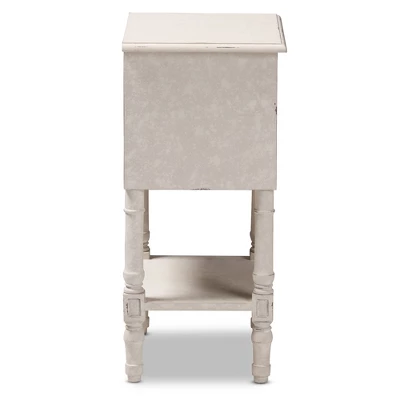 Lenore Country Cottage Farmhouse 2 Drawer Nightstand White - Baxton Studio - Image 2
