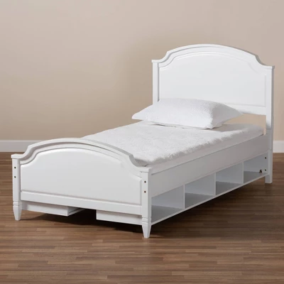 Elise Wood Storage Platform Bed White - Baxton Studio - Image 5