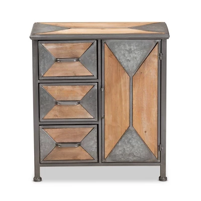 Laurel Wood 3 Drawer Cabinet Gray/Brown - Baxton Studio - Image 2