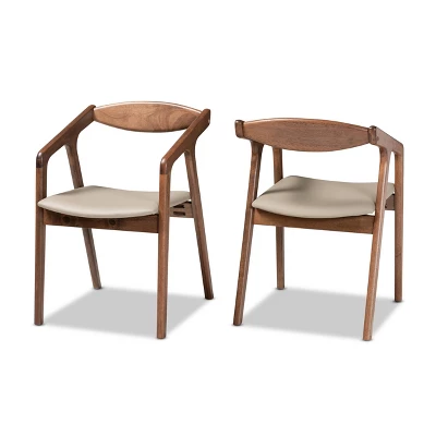 2pc Harland Faux Leather Upholstered And Wood Dining Chair Set - Baxton Studio - Image 10