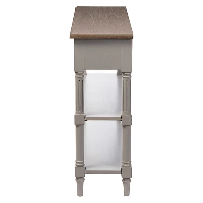 Edouard French Provincial Style Console Table With 2 Drawers - White/Light Brown - Baxton Studio - Image 2