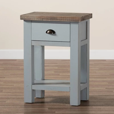 Hastin Two-Tone Wood 1 Drawer Nightstand Brown/Gray - Baxton Studio - Image 8