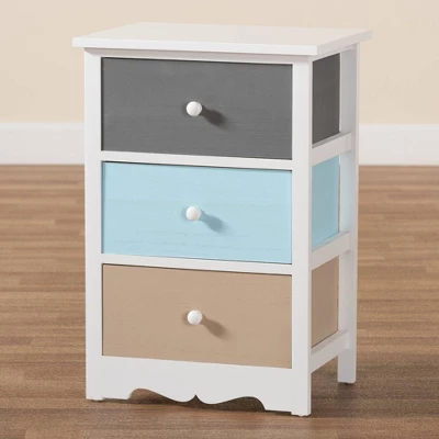 Kalila Wood 3 Drawer Nightstand White - Baxton Studio - Image 10