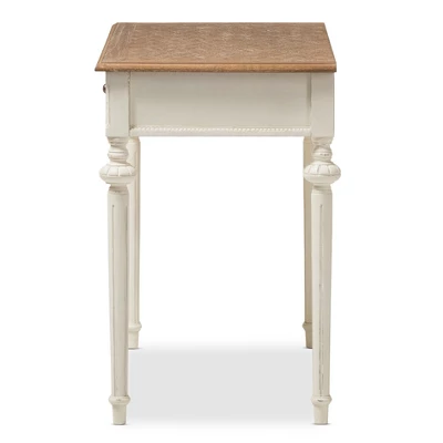 Marquetterie French Provincial Weathered Oak Wash Writing Desk White - Baxton Studio - Image 2
