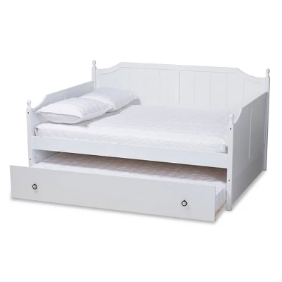 Full Millie Wood Daybed With Trundle White - Baxton Studio