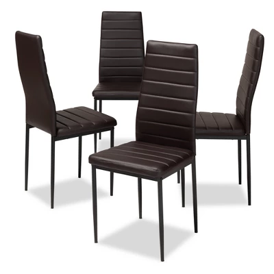 Set Of 4 Armand Modern And Contemporary Faux Leather Upholstered Dining Chairs - Baxton Studio - Image 6