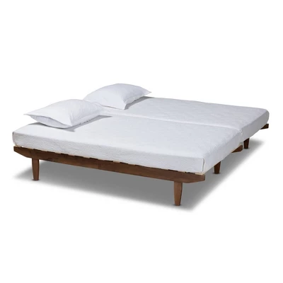 King Hiro Wood Expandable Bed Frame Walnut - Baxton Studio - Image 2