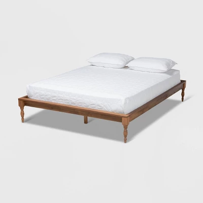 Romy Wood Bed Frame Ash Walnut - Baxton Studio - Image 9