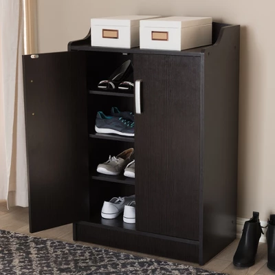 Verdell Modern And Contemporary Finished Shoe Cabinet Dark Brown - Baxton Studio - Image 7