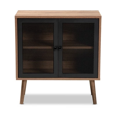 Yuna Natural Brown Wood And Metal 2 Door Storage Cabinet Natural Brown/Black - Baxton Studio - Image 2