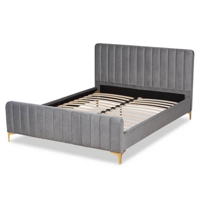 Nami Velvet Platform Bed - Baxton Studio - Image 2