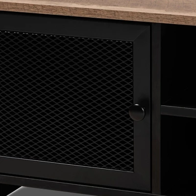 Connell Two-Tone Wood And Metal 2 Door TV Stand For TVs Up To 40" Natural Brown/Black - Baxton Studio - Image 4