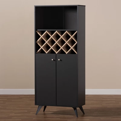 Serafino And Oak Finished Wood Wine Cabinet - Baxton Studio - Image 4