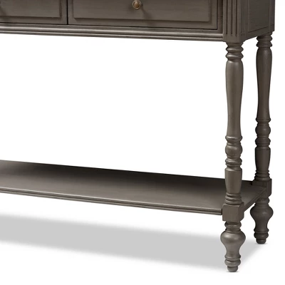 Noemie Country Cottage Farmhouse Finished 2 Drawer Console Table Brown - Baxton Studio - Image 6