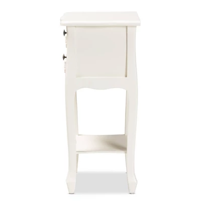 Eliya Wood 2 Drawer Nightstand White - Baxton Studio - Image 4