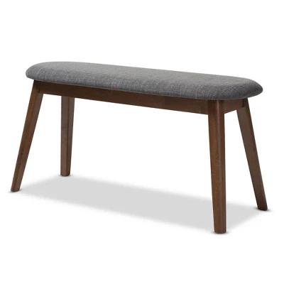 Baxton Studio Easton Mid Century Modern Walnut Finished Wood Fabric Upholstered Bench - Image 8