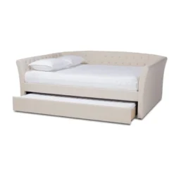 Delora Upholstered Daybed With Trundle Beige - Baxton Studio