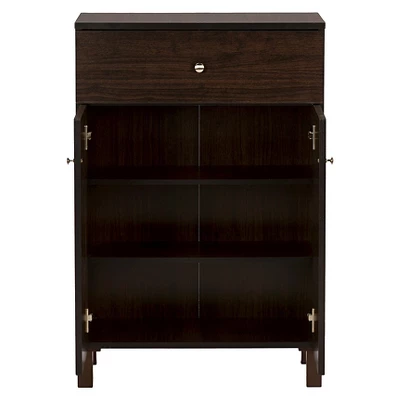 Felda Modern Shoe Cabinet With 2 Doors And Drawer - Dark Brown - Baxton Studio - Image 2