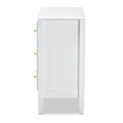 3 Drawer Naomi Wood Bedroom Chest White/Gold - Baxton Studio - Image 3