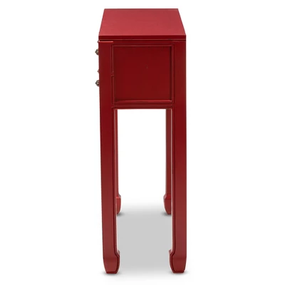 Pomme Accent 6 Drawer Console Table Red - Baxton Studio - Image 6