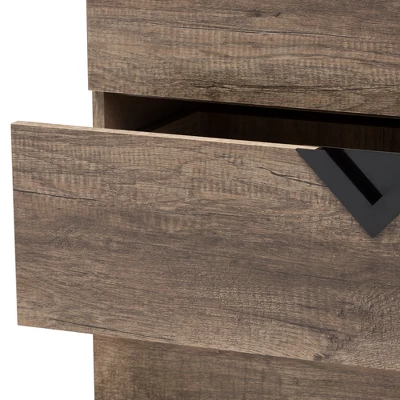 Baxton Studio Wales Modern And Contemporary Oak Wood Finish 3 Drawer Chest Light Brown - Image 4