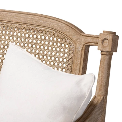 Clemence Upholstered Whitewashed Wood Sofa Loveseat Ivory/Oak - Baxton Studio - Image 6