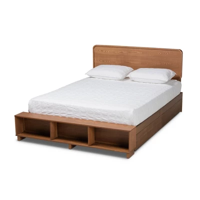 4 Drawer Vita Modern Transitional Wood Platform Storage Bed Walnut/Brown - Baxton Studio - Image 11