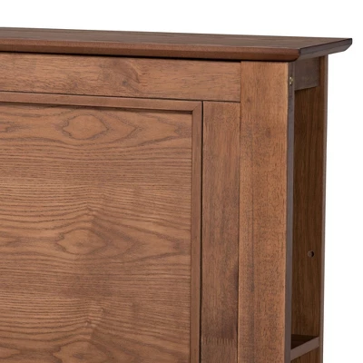 Danielle Wood Platform Storage Bed With Built-In Shelves Ash Walnut - Baxton Studio - Image 3