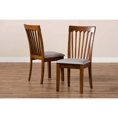 Set Of 2 Minette Fabric Upholstered Wood Dining Chairs Gray/Walnut - Baxton Studio - Image 6