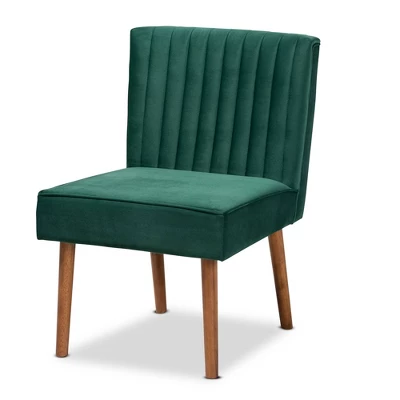 Alvis Velvet Upholstered And Wood Dining Chair - Baxton Studio - Image 10