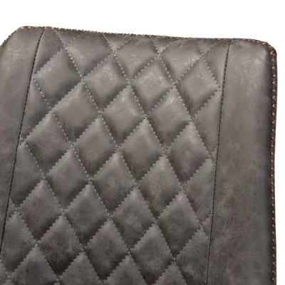 Set Of 2 Loire Faux Leather Upholstered Dining Chair Gray/Black - Baxton Studio - Image 3