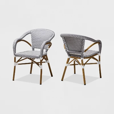 Baxton Studio Set Of 2 Eliane Indoor And Outdoor Stackable Bistro Dining Chairs - BaxtonStudio - Image 6