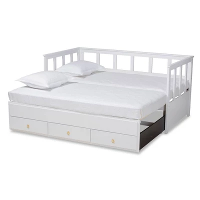 Twin To King Kendra Expandable Daybed With Storage Drawers White - Baxton Studio - Image 3