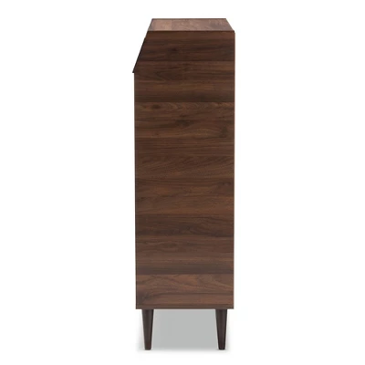 Cormier Walnut Finished 2 Door Wood Entryway Shoe Storage Cabinet Brown - Baxton Studio - Image 7